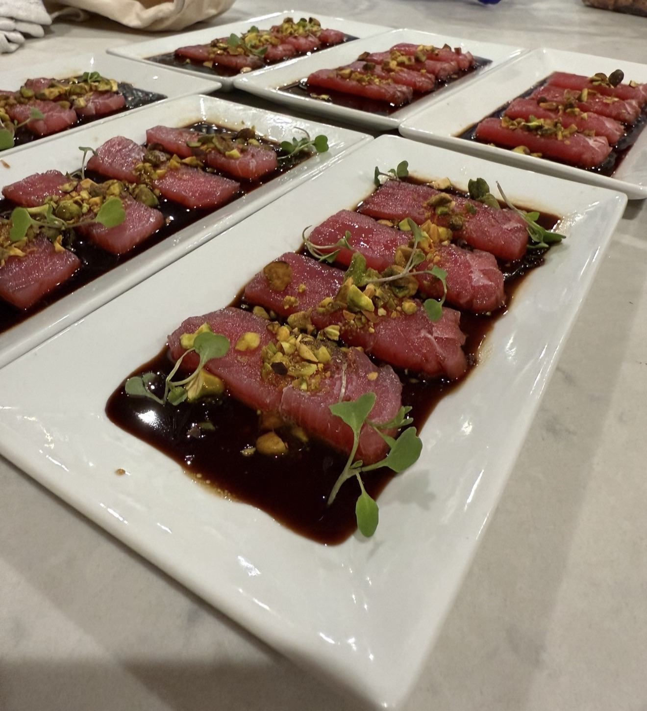 Tuna crudo with pistachio and balsamic
